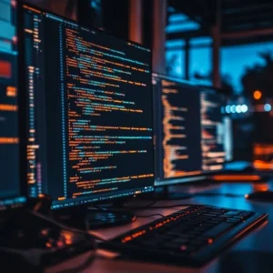 coding at night stockcake